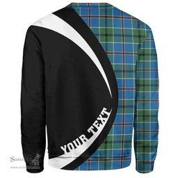 ScotsTee Shop Scottish Leslie of the Hebrides Ancient Clan Crest Personalized Tartan Sweatshirt Circle Style Back Shirt with Your Text