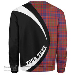 ScotsTee Shop Scottish MacLeod Red Modern Clan Crest Personalized Tartan Sweatshirt Circle Style Back Shirt with Your Text
