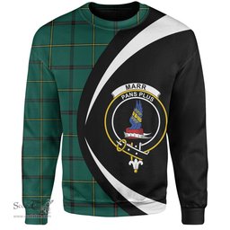 ScotsTee Shop Scottish Marr Modern Clan Crest Personalized Tartan Sweatshirt Circle Style Back Shirt with Your Text