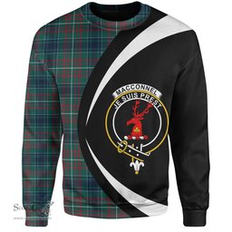 ScotsTee Shop Scottish MacConnell Modern Clan Crest Personalized Tartan Sweatshirt Circle Style Back Shirt with Your Text