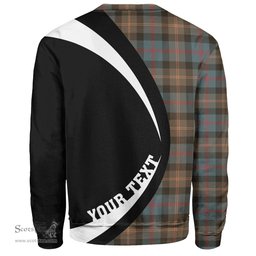 ScotsTee Shop Scottish MacDonald of Borrodale (Donald Borrodale Historic) Weathered Clan Crest Personalized Tartan Sweatshirt Circle Style Back Shirt with Your Text