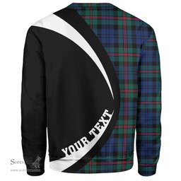 ScotsTee Shop Scottish MacKinlay Modern Clan Crest Personalized Tartan Sweatshirt Circle Style Back Shirt with Your Text
