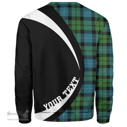 ScotsTee Shop Scottish MacKirdy Ancient Clan Crest Personalized Tartan Sweatshirt Circle Style Back Shirt with Your Text