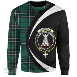 ScotsTee Shop Scottish MacLean of Duart Hunting (Vestiarium Scoticum) Modern Clan Crest Personalized Tartan Sweatshirt Circle Style Back Shirt with Your Text