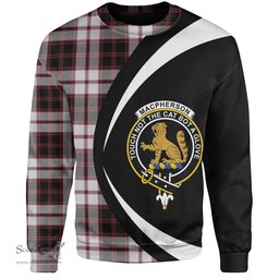 ScotsTee Shop Scottish MacPherson of Pitmain Modern Clan Crest Personalized Tartan Sweatshirt Circle Style Back Shirt with Your Text