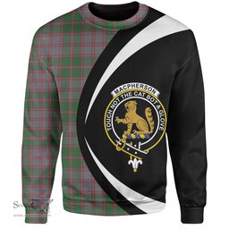 ScotsTee Shop Scottish MacPherson of Glentruim Modern Clan Crest Personalized Tartan Sweatshirt Circle Style Back Shirt with Your Text