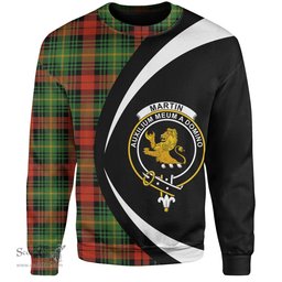 ScotsTee Shop Scottish Martin Ancient Clan Crest Personalized Tartan Sweatshirt Circle Style Back Shirt with Your Text
