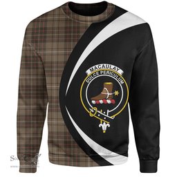 ScotsTee Shop Scottish MacAulay of Lewis Weathered Clan Crest Personalized Tartan Sweatshirt Circle Style Back Shirt with Your Text