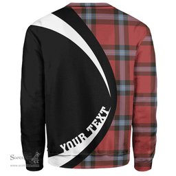 ScotsTee Shop Scottish MacLaine of LochBuie (Cockburn) (MacLaine of LochBuie) Weathered Clan Crest Personalized Tartan Sweatshirt Circle Style Back Shirt with Your Text
