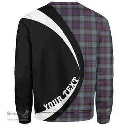 ScotsTee Shop Scottish Lyon ((Liall Lyall Lyle) Weathered Clan Crest Personalized Tartan Sweatshirt Circle Style Back Shirt with Your Text