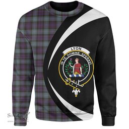 ScotsTee Shop Scottish Lyon ((Liall Lyall Lyle) Weathered Clan Crest Personalized Tartan Sweatshirt Circle Style Back Shirt with Your Text