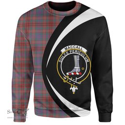 ScotsTee Shop Scottish MacCall (MacColl) Weathered Clan Crest Personalized Tartan Sweatshirt Circle Style Back Shirt with Your Text