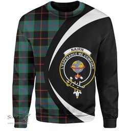 ScotsTee Shop Scottish Nairn Ancient Clan Crest Personalized Tartan Sweatshirt Circle Style Back Shirt with Your Text