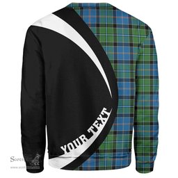 ScotsTee Shop Scottish Stirling Ancient Clan Crest Personalized Tartan Sweatshirt Circle Style Back Shirt with Your Text