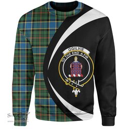 ScotsTee Shop Scottish Ogilvie of Inverarity (Wilson) Ancient Clan Crest Personalized Tartan Sweatshirt Circle Style Back Shirt with Your Text