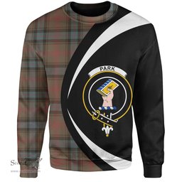 ScotsTee Shop Scottish Park Weathered Clan Crest Personalized Tartan Sweatshirt Circle Style Back Shirt with Your Text