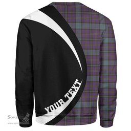 ScotsTee Shop Scottish Weir Weathered Clan Crest Personalized Tartan Sweatshirt Circle Style Back Shirt with Your Text