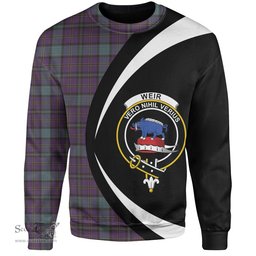 ScotsTee Shop Scottish Weir Weathered Clan Crest Personalized Tartan Sweatshirt Circle Style Back Shirt with Your Text