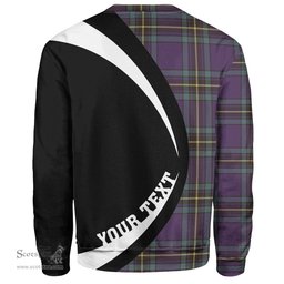 ScotsTee Shop Scottish Murray of Elibank Weathered Clan Crest Personalized Tartan Sweatshirt Circle Style Back Shirt with Your Text