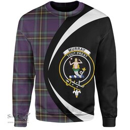 ScotsTee Shop Scottish Murray of Elibank Weathered Clan Crest Personalized Tartan Sweatshirt Circle Style Back Shirt with Your Text