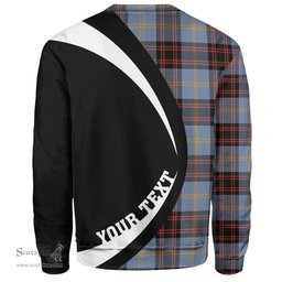 ScotsTee Shop Scottish Rutherford Ancient Clan Crest Personalized Tartan Sweatshirt Circle Style Back Shirt with Your Text