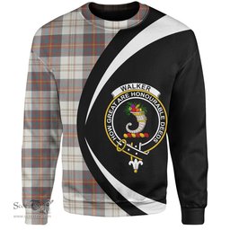 ScotsTee Shop Scottish Walker Dress Weathered Clan Crest Personalized Tartan Sweatshirt Circle Style Back Shirt with Your Text