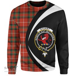 ScotsTee Shop Scottish Stuart of Bute Ancient Clan Crest Personalized Tartan Sweatshirt Circle Style Back Shirt with Your Text