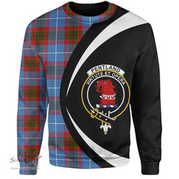 ScotsTee Shop Scottish Pentland Clan Crest Personalized Tartan Sweatshirt Circle Style Back Shirt with Your Text