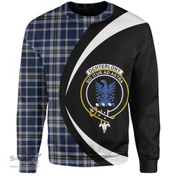 ScotsTee Shop Scottish Ochterlony (Auchterlony) Modern Clan Crest Personalized Tartan Sweatshirt Circle Style Back Shirt with Your Text
