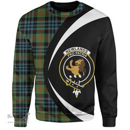 ScotsTee Shop Scottish Newlands (Walker Newlands) Ancient Clan Crest Personalized Tartan Sweatshirt Circle Style Back Shirt with Your Text