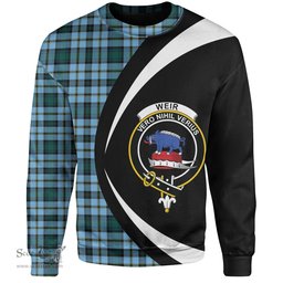 ScotsTee Shop Scottish Weir Modern Clan Crest Personalized Tartan Sweatshirt Circle Style Back Shirt with Your Text