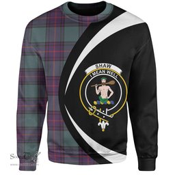 ScotsTee Shop Scottish Shaw Weathered Clan Crest Personalized Tartan Sweatshirt Circle Style Back Shirt with Your Text