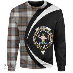 ScotsTee Shop Scottish Murray of Atholl Dress (Murray Dress) Weathered Clan Crest Personalized Tartan Sweatshirt Circle Style Back Shirt with Your Text