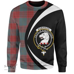 ScotsTee Shop Scottish Robinson Dress (Robins Dress) Weathered Clan Crest Personalized Tartan Sweatshirt Circle Style Back Shirt with Your Text