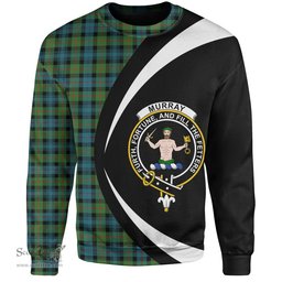 ScotsTee Shop Scottish Murray of Atholl (Murray) Ancient Clan Crest Personalized Tartan Sweatshirt Circle Style Back Shirt with Your Text
