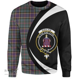 ScotsTee Shop Scottish Ogilvie of Inverarity (Wilson) Weathered Clan Crest Personalized Tartan Sweatshirt Circle Style Back Shirt with Your Text