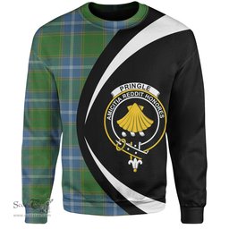 ScotsTee Shop Scottish Pringle Ancient Clan Crest Personalized Tartan Sweatshirt Circle Style Back Shirt with Your Text