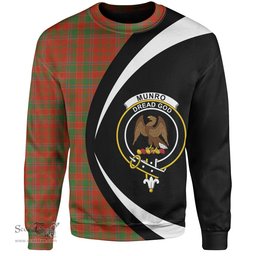 ScotsTee Shop Scottish Munro (Logan) Ancient Clan Crest Personalized Tartan Sweatshirt Circle Style Back Shirt with Your Text
