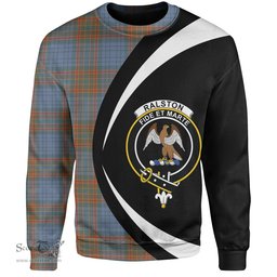 ScotsTee Shop Scottish Ralston UK Weathered Clan Crest Personalized Tartan Sweatshirt Circle Style Back Shirt with Your Text