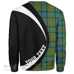 ScotsTee Shop Scottish Muir Ancient Clan Crest Personalized Tartan Sweatshirt Circle Style Back Shirt with Your Text