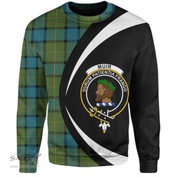 ScotsTee Shop Scottish Muir Ancient Clan Crest Personalized Tartan Sweatshirt Circle Style Back Shirt with Your Text