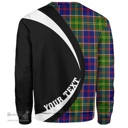 ScotsTee Shop Scottish Whitefoord Modern Clan Crest Personalized Tartan Sweatshirt Circle Style Back Shirt with Your Text
