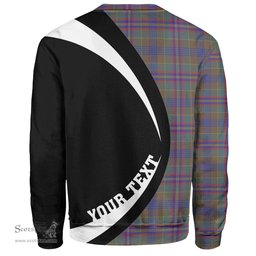 ScotsTee Shop Scottish Pitcairn Hunting Weathered Clan Crest Personalized Tartan Sweatshirt Circle Style Back Shirt with Your Text