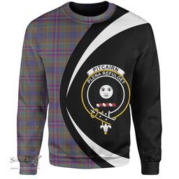 ScotsTee Shop Scottish Pitcairn Hunting Weathered Clan Crest Personalized Tartan Sweatshirt Circle Style Back Shirt with Your Text