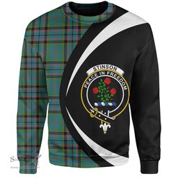 ScotsTee Shop Scottish Stinson (Stephenson Stevenson) Ancient Clan Crest Personalized Tartan Sweatshirt Circle Style Back Shirt with Your Text