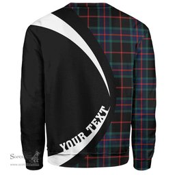 ScotsTee Shop Scottish Nairn Modern Clan Crest Personalized Tartan Sweatshirt Circle Style Back Shirt with Your Text