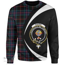 ScotsTee Shop Scottish Nairn Modern Clan Crest Personalized Tartan Sweatshirt Circle Style Back Shirt with Your Text