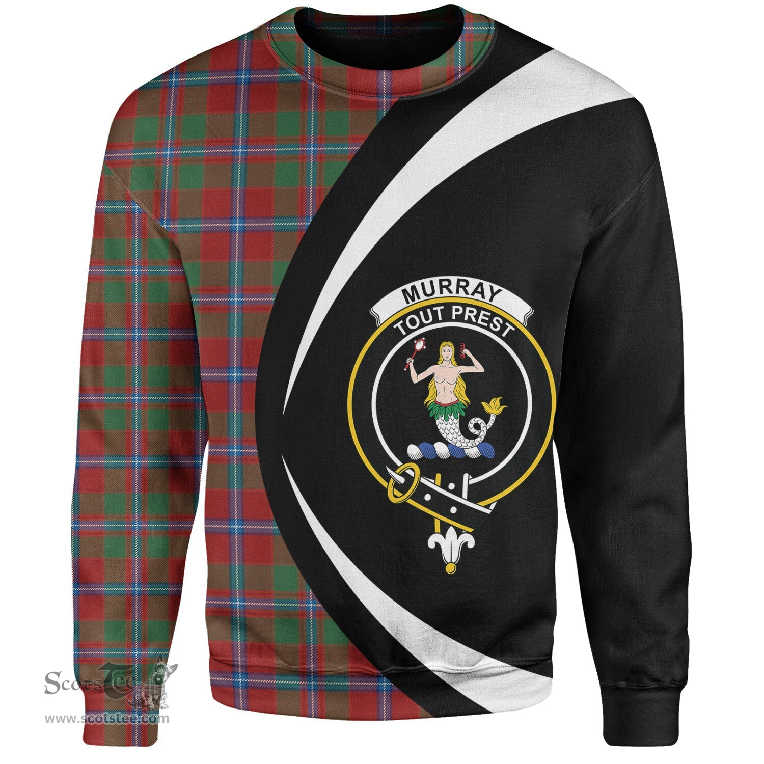 ScotsTee Shop Scottish Murray of Abercairney Portrait (Murray of Abercairney; Portrait) Modern Clan Crest Personalized Tartan Sweatshirt Circle Style Back Shirt with Your Text
