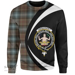 ScotsTee Shop Scottish Urquhart Weathered Clan Crest Personalized Tartan Sweatshirt Circle Style Back Shirt with Your Text