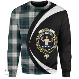 ScotsTee Shop Scottish Murray of Atholl Dress (Murray Dress) Modern Clan Crest Personalized Tartan Sweatshirt Circle Style Back Shirt with Your Text